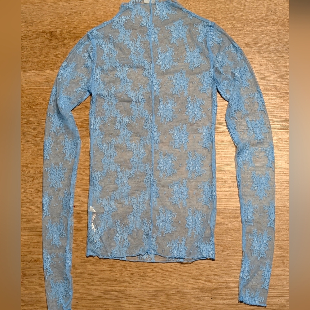 Free People NWOT Luxy Lady Lace Layering Top in Blue Bell sz XS & SML - Picture 12 of 14